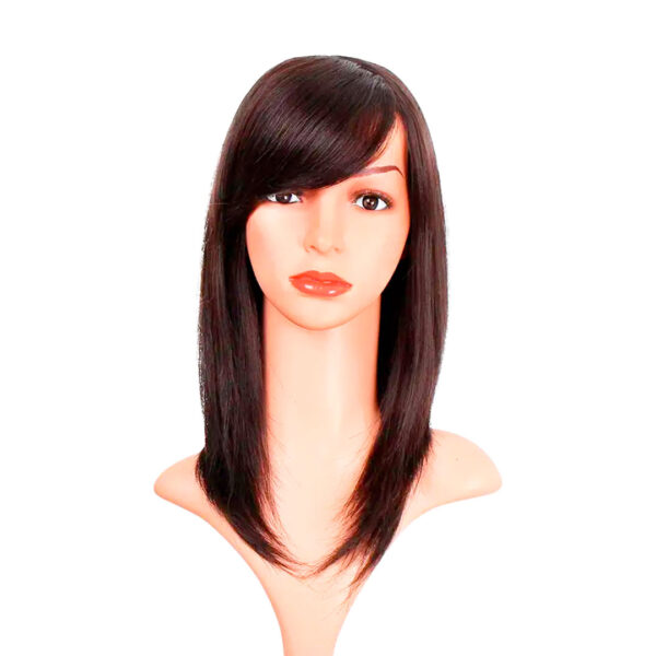 Peluca De Cabello Natural Lacia Castaño Oscuro Larga - Imagen 2