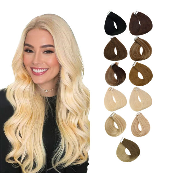 Extensiones Tape In Adhesivas 20 Unidades Ondas 40cm