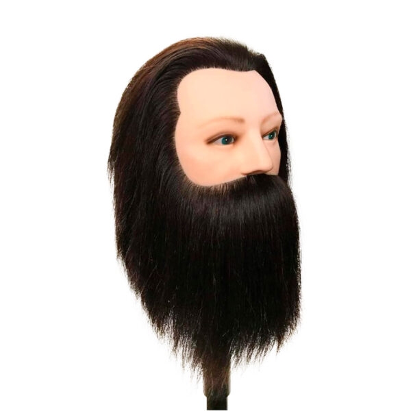 Cabeza De Practica Con Barba CastañO Oscuro 50% Natural - Imagen 2