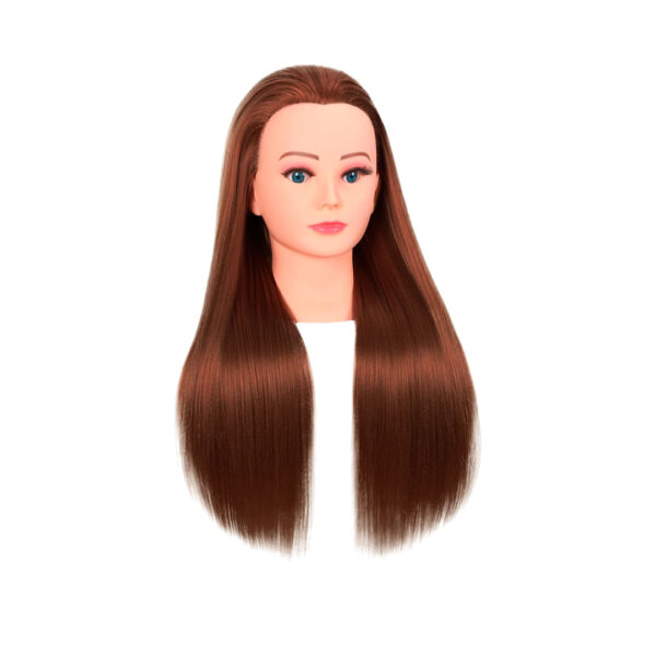 Cabeza De Practica Cabello CastañO 100% Natural 55cm - Imagen 2
