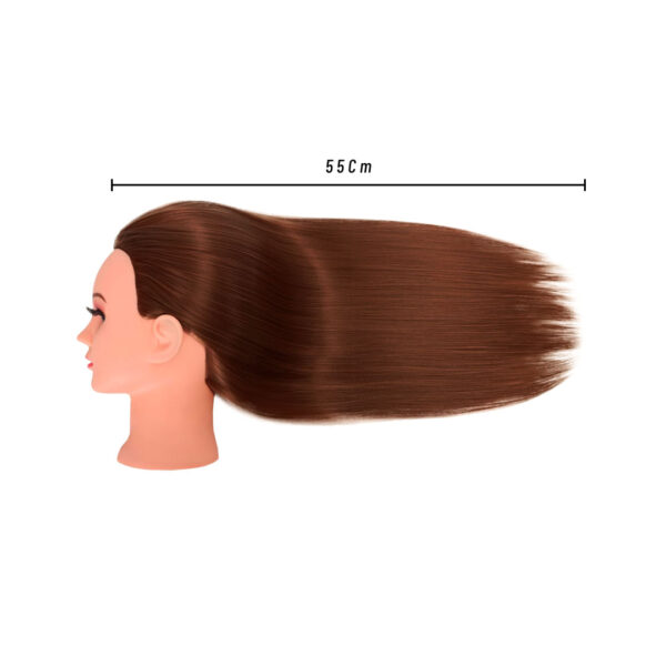 Cabeza De Practica Cabello CastañO 100% Natural 55cm - Imagen 4