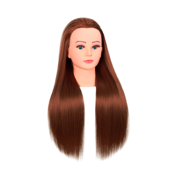 Cabeza De Practica Cabello CastañO 50% Natural 60cm - Imagen 2