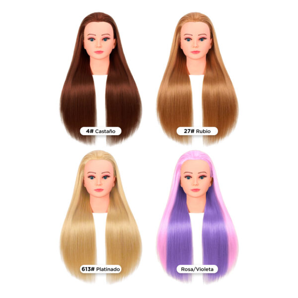 Cabeza De Practica Cabello CastañO 50% Natural 60cm - Imagen 5