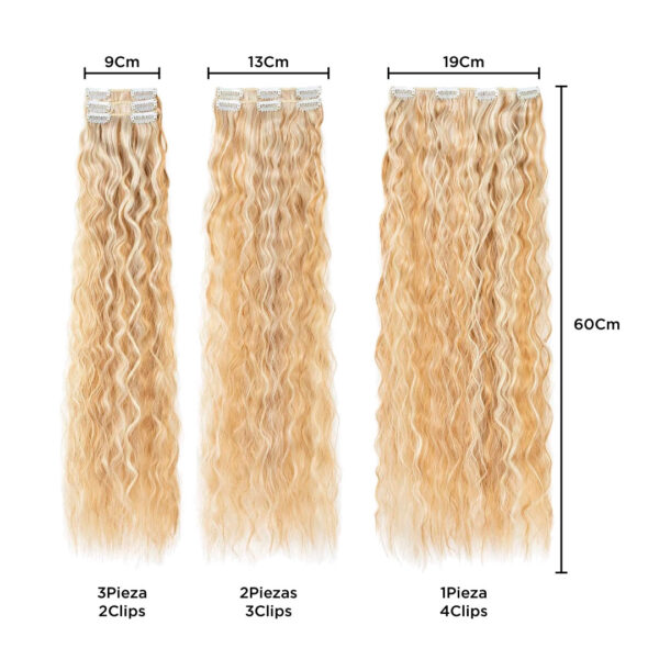 Set Extensiones Cortinas 7 Piezas Simil Natural Ondas 60cm - Imagen 3
