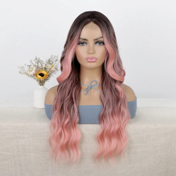 Peluca Lace Front Termica Larga Ondulada Art. NYL2396-R4-4-PINK