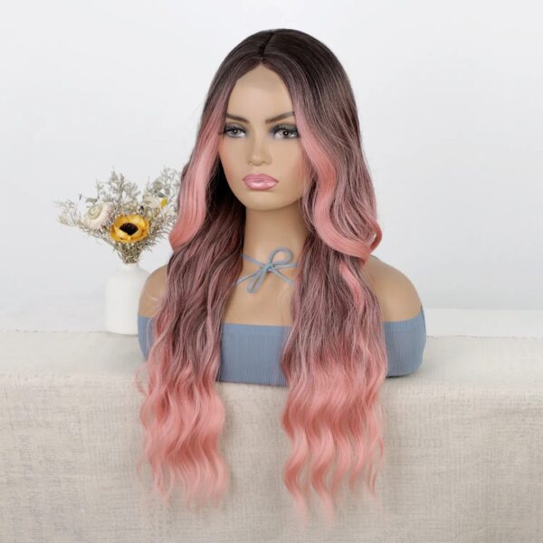 Peluca Lace Front Termica Larga Ondulada Art. NYL2396-R4-4-PINK - Imagen 3