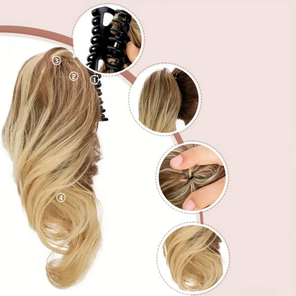 Cola De Caballo Postizo Coleta Broche Ponytail Térmica 30cm - Imagen 2